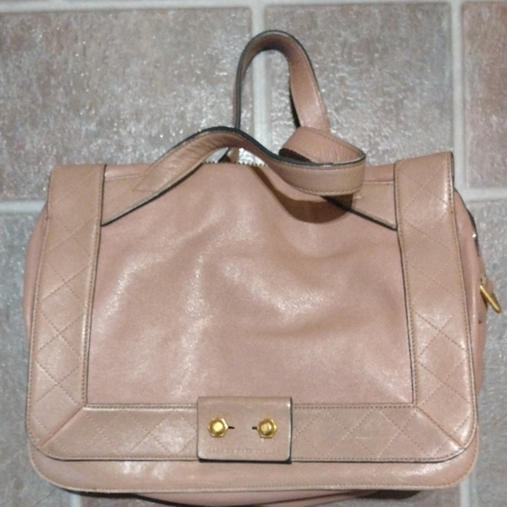 Marc By Marc Jacobs Taupy Brown Moto Leather Tote Satchel Bag